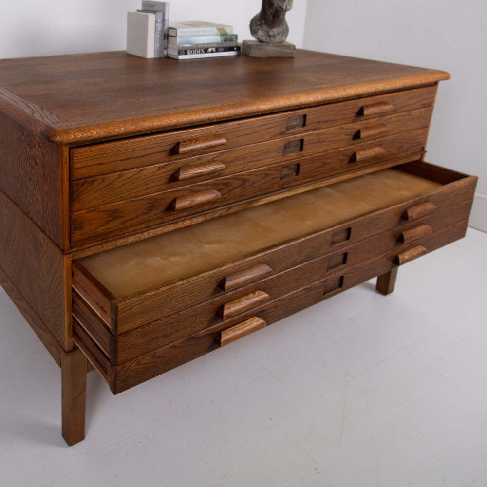 A Large Oak 6 Drawer Plan Map Chest View IV
