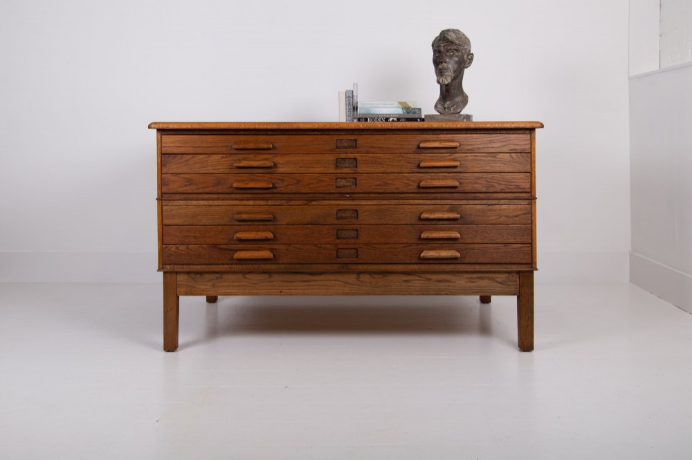 A Large Oak 6 Drawer Plan Map Chest View XII