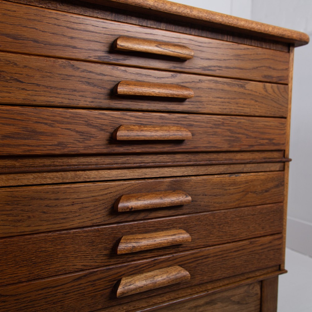A Large Oak 6 Drawer Plan Map Chest View XIII