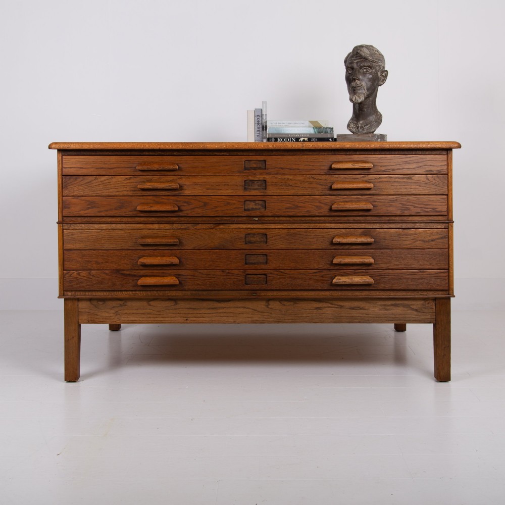 A Large Oak 6 Drawer Plan Map Chest View XIV