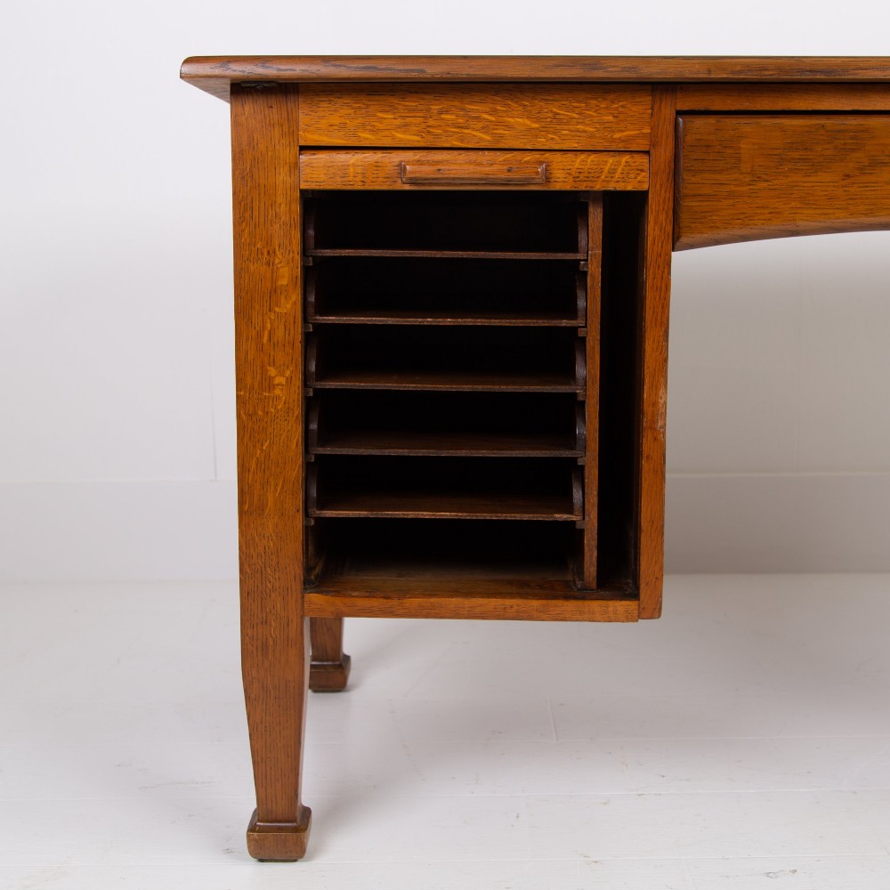Splendid Oak Tambour Door Oak Desk C1910 View III