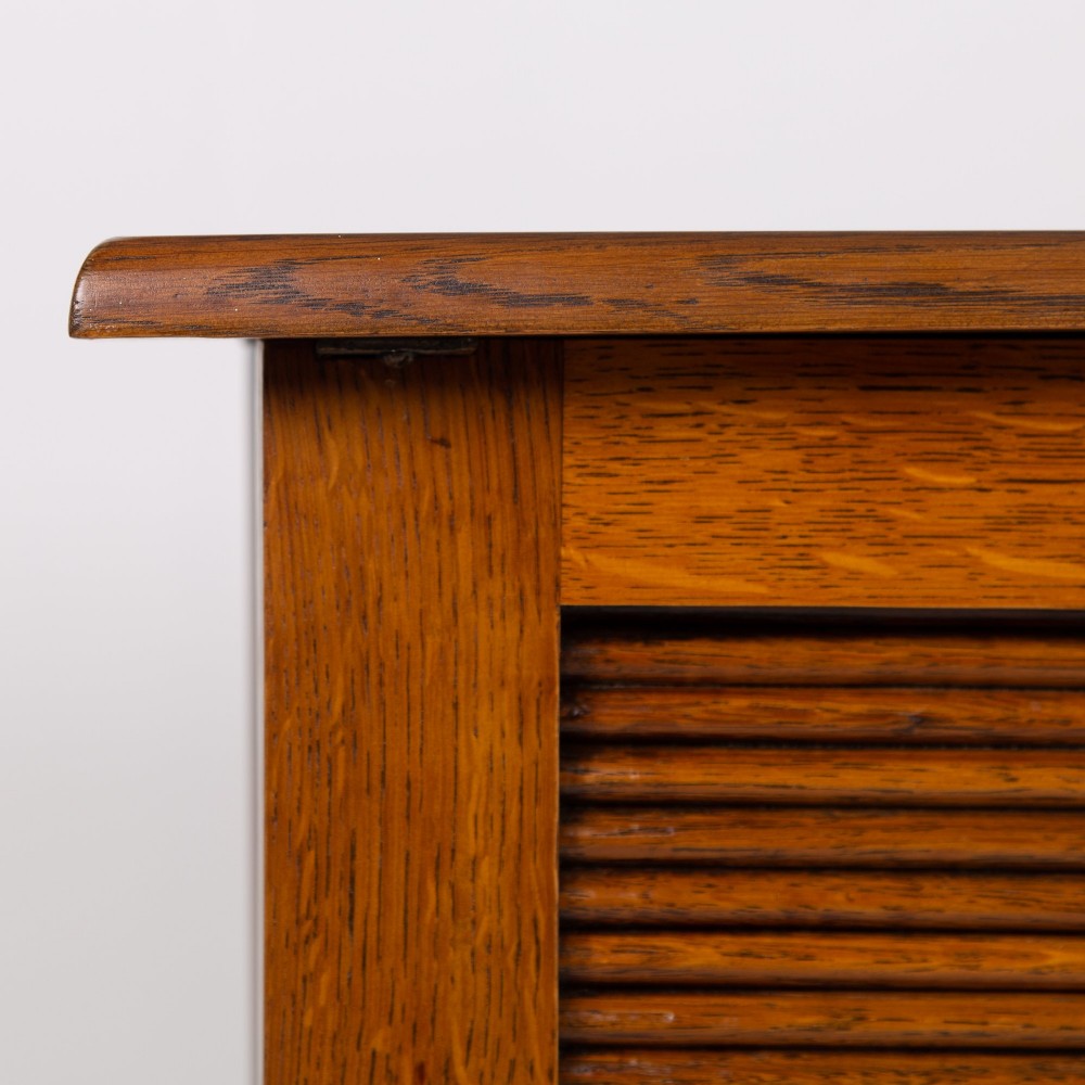 Splendid Oak Tambour Door Oak Desk C1910 View V