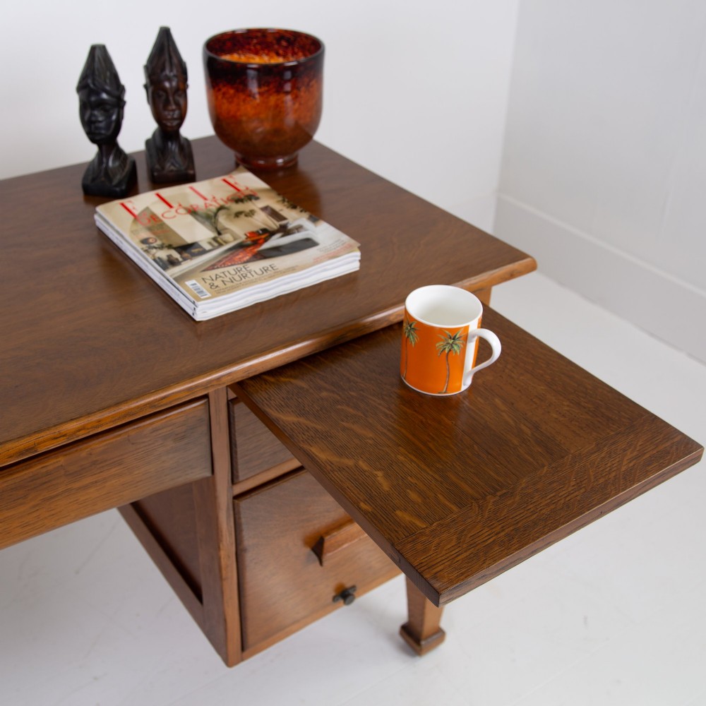 Splendid Oak Tambour Door Oak Desk C1910 View X