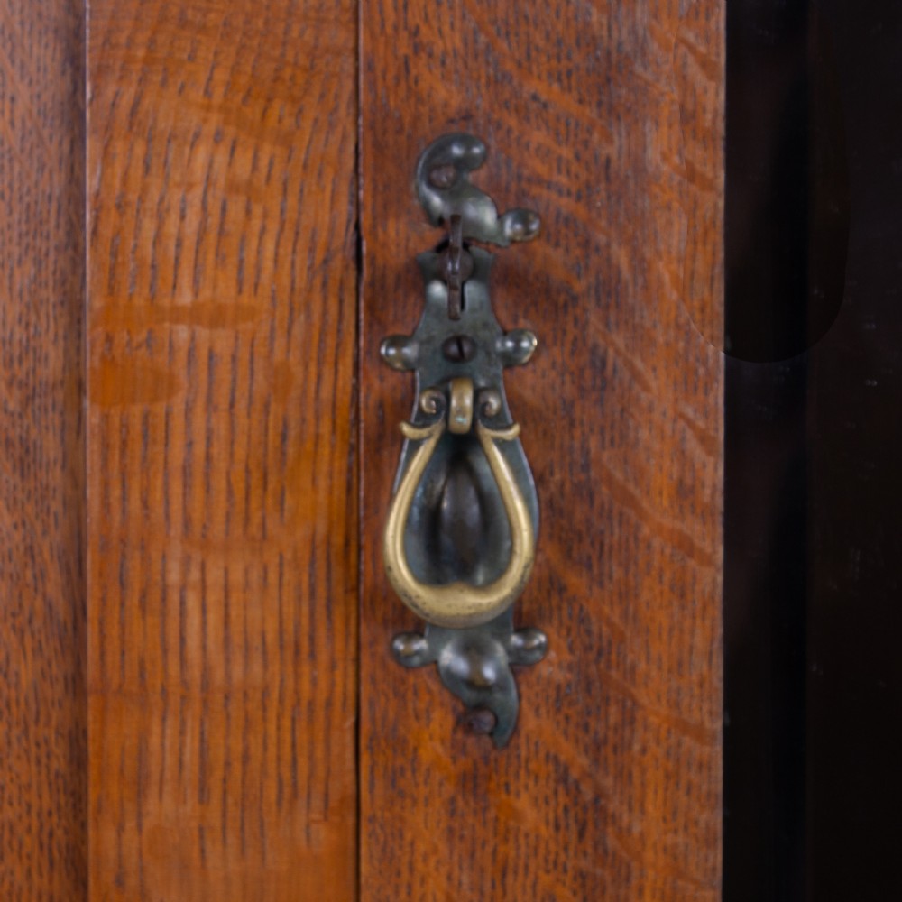 Attractive Golden Oak Arts and Crafts Wardrobe 1910 View X