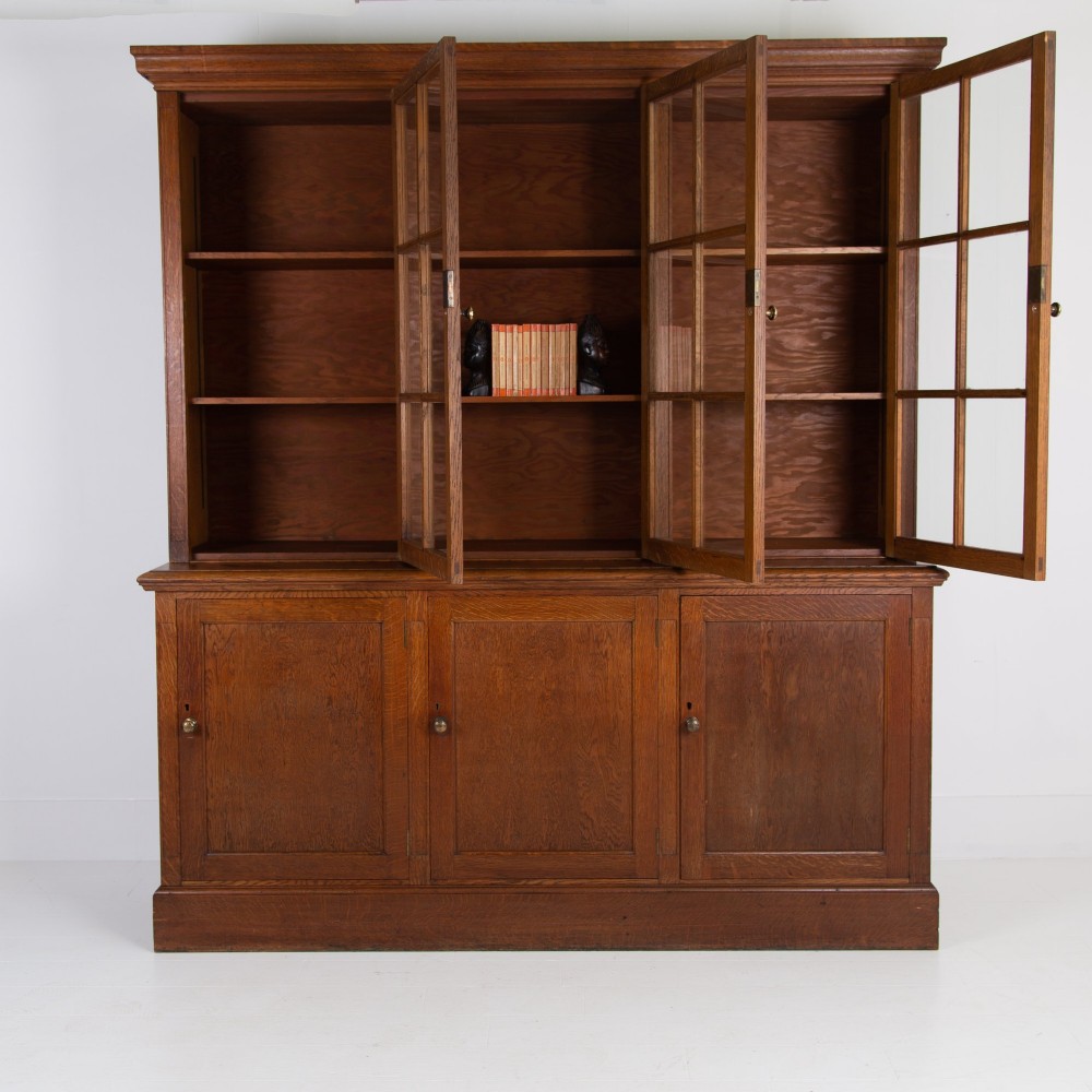 Golden Oak Glazed School Cabinet C1920 View V
