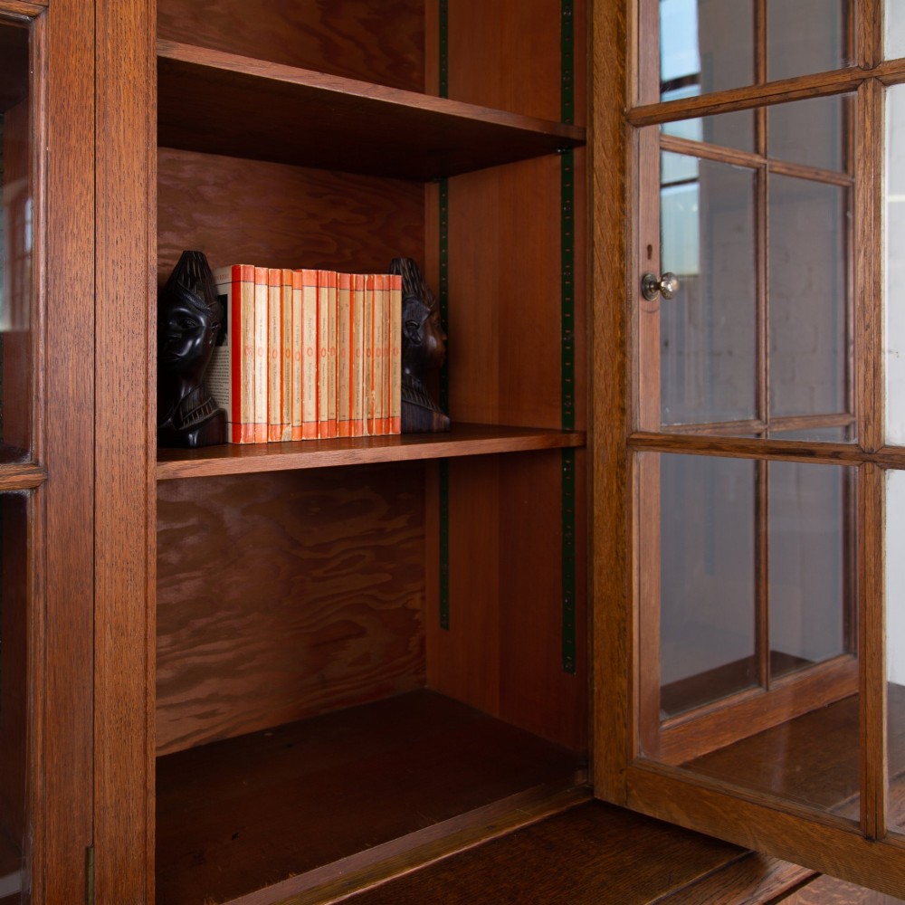 Golden Oak Glazed School Cabinet C1920 View XI