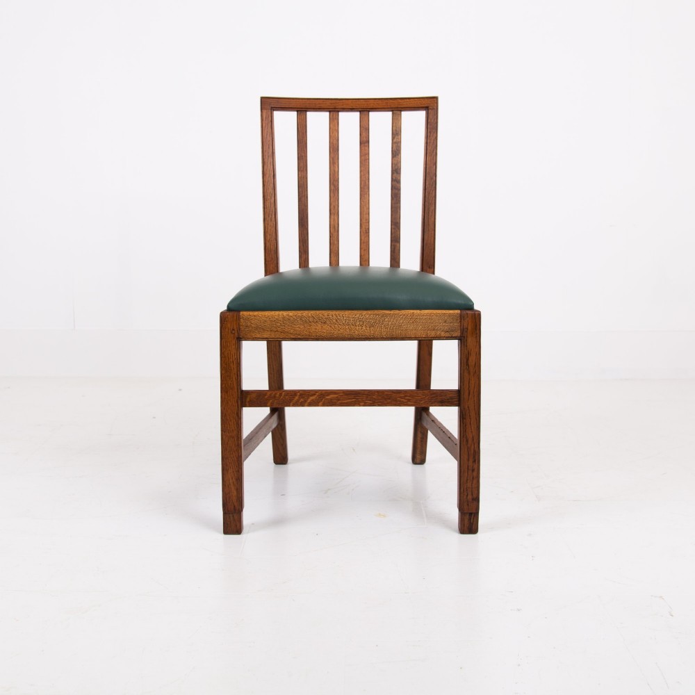 Set of 8 Gordon Russell Arts & Crafts Golden Oak Chairs 1930s View VI