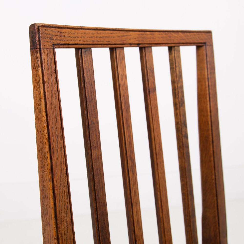 Set of 8 Gordon Russell Arts & Crafts Golden Oak Chairs 1930s View VII