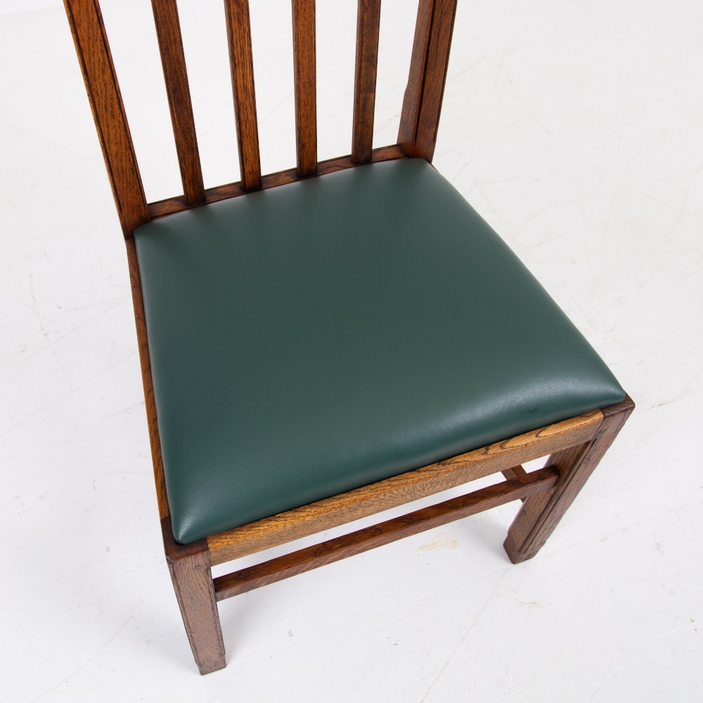 Set of 8 Gordon Russell Arts & Crafts Golden Oak Chairs 1930s View XI
