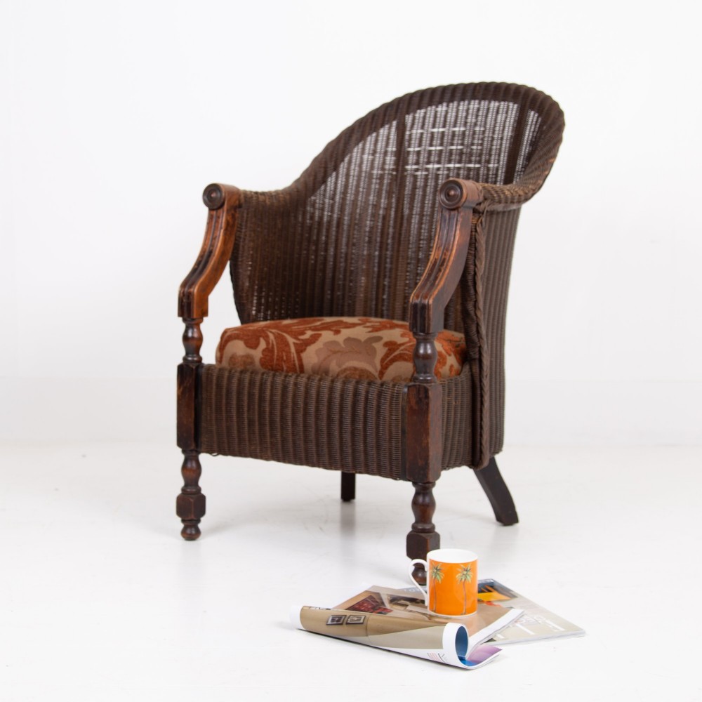 Rare Lloyd Loom and Oak Garden Room Armchair C1930