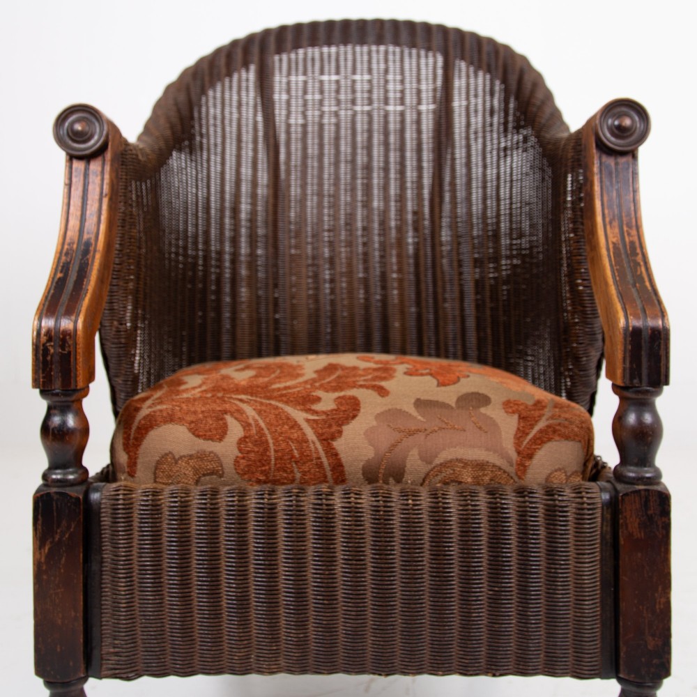 Rare Lloyd Loom and Oak Garden Room Armchair C1930 View VIII