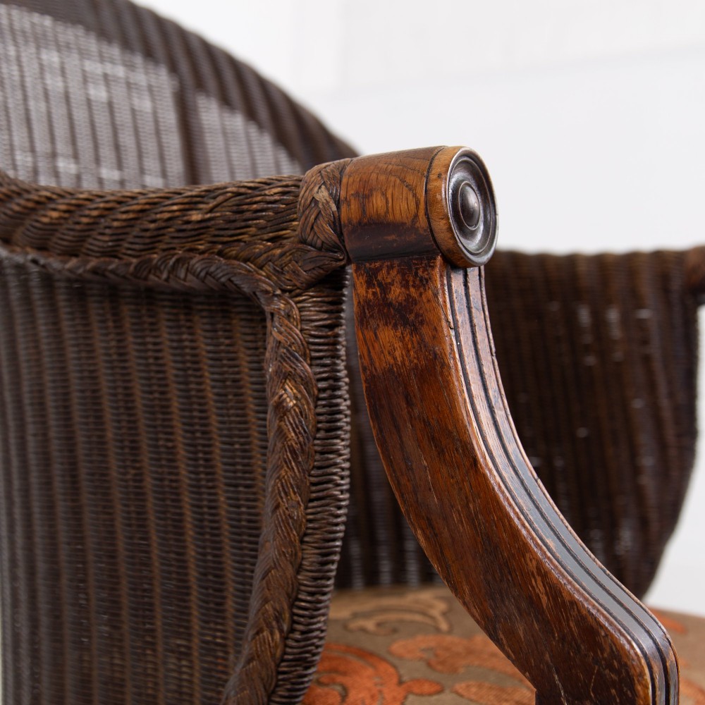 Rare Lloyd Loom and Oak Garden Room Armchair C1930 View IX