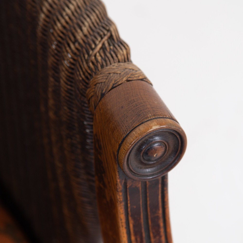 Rare Lloyd Loom and Oak Garden Room Armchair C1930 View XII