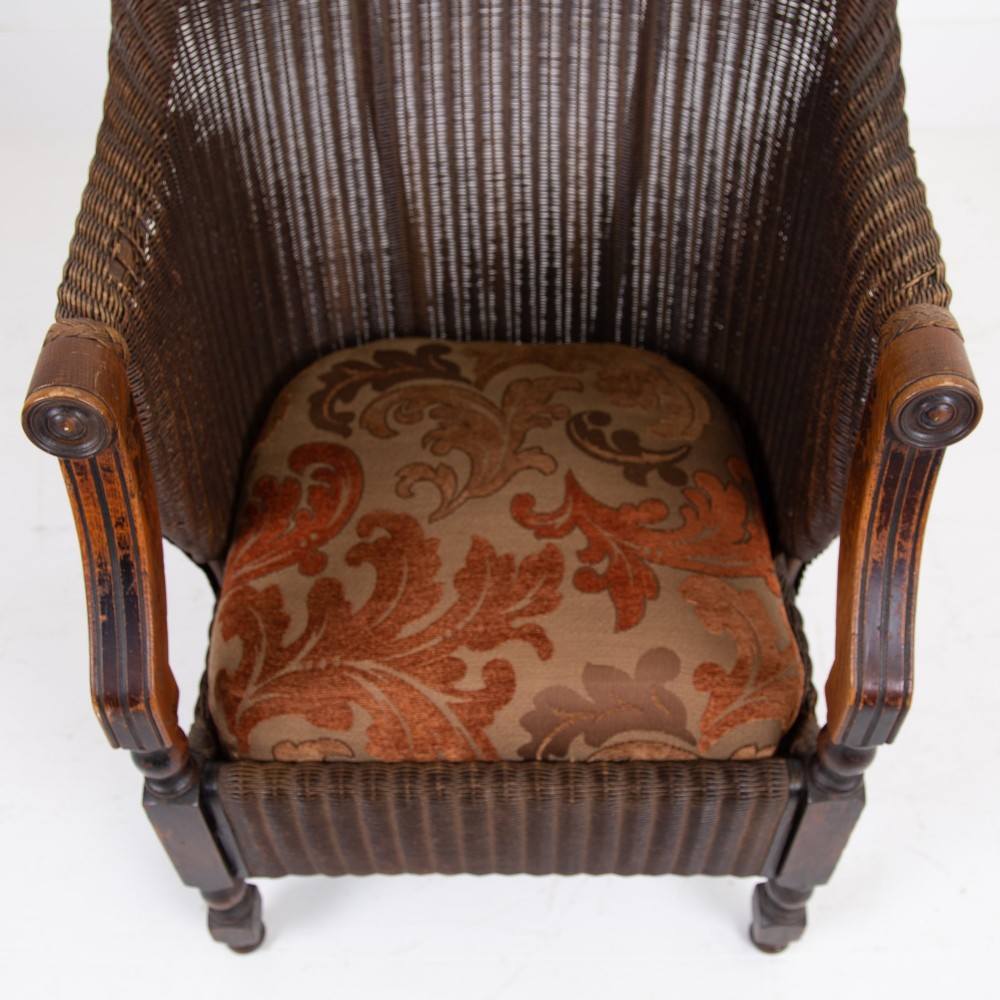 Rare Lloyd Loom and Oak Garden Room Armchair C1930 View XIV