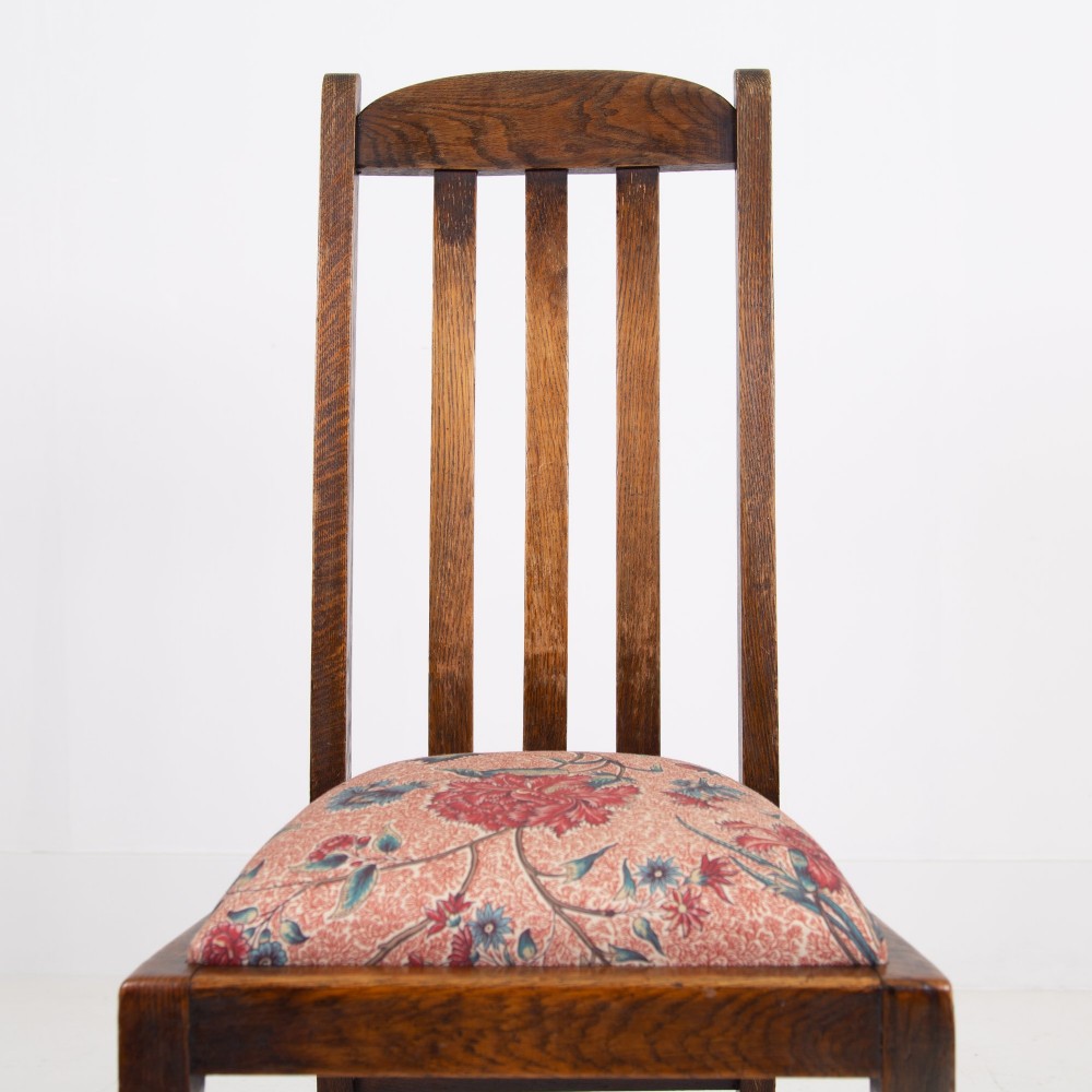 Set of 4 English Oak Arts & Crafts Dining Chairs C1910 View X