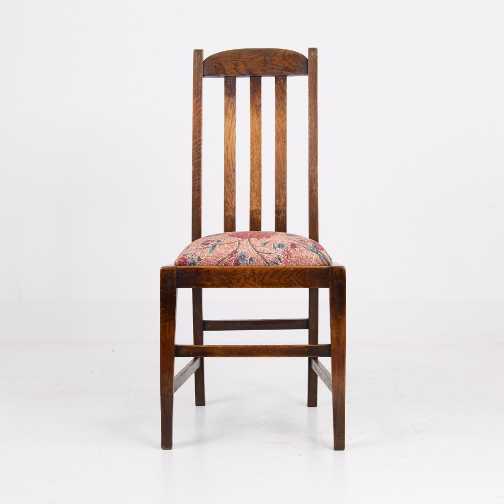 Set of 4 English Oak Arts & Crafts Dining Chairs C1910 View XII