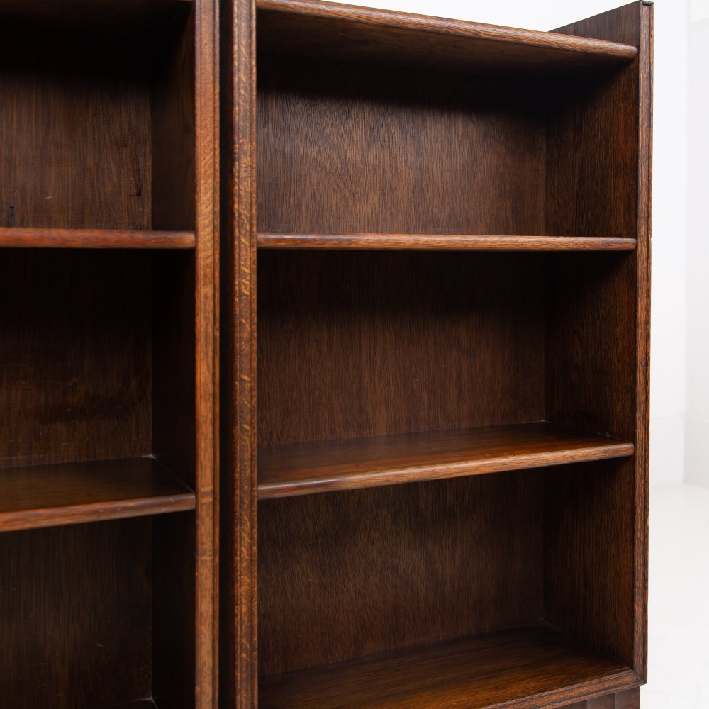 Handsome Pair Of Oak Bookcases C1930 View VIII