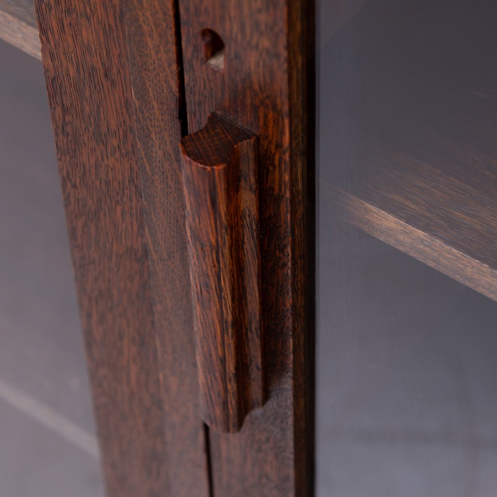 Large Oak Glazed School College Cabinet Bookcase C1930 View VI