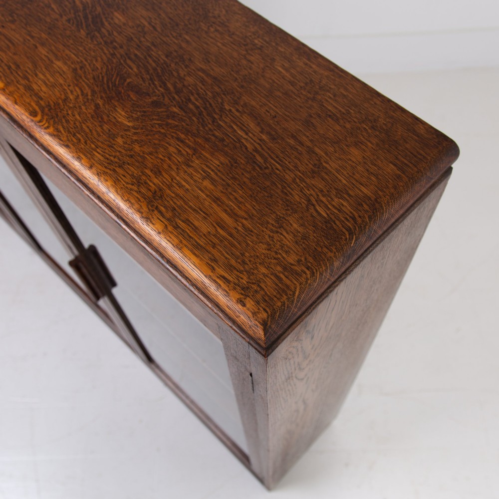 Large Oak Glazed School College Cabinet Bookcase C1930 View VII