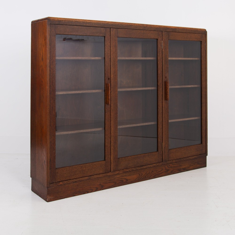 Large Oak Glazed School College Cabinet Bookcase C1930 View XIV