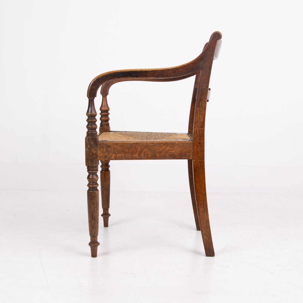 Pair Georgian Oak Country Elbow Chairs 1820s View XIII
