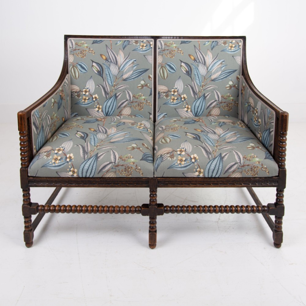 Oak Bobbin Framed 2 Seater Sofa 1900s View II