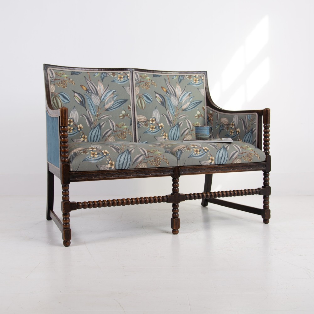 Oak Bobbin Framed 2 Seater Sofa 1900s View III