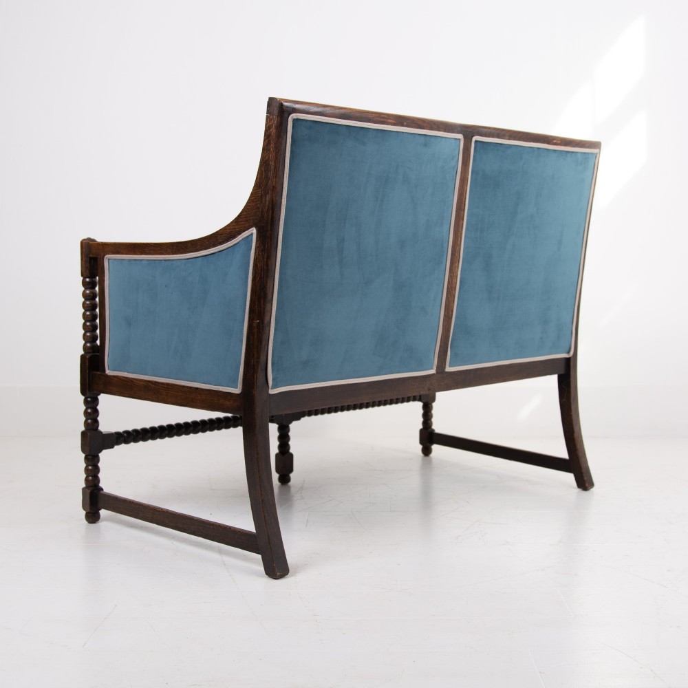 Oak Bobbin Framed 2 Seater Sofa 1900s View IV