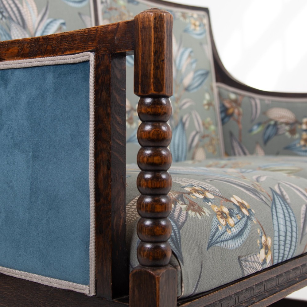 Oak Bobbin Framed 2 Seater Sofa 1900s View VI