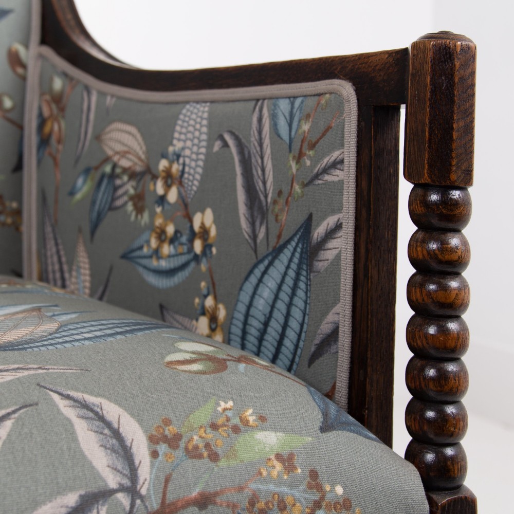 Oak Bobbin Framed 2 Seater Sofa 1900s View VIII