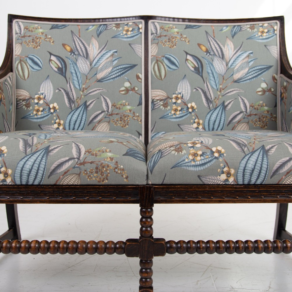Oak Bobbin Framed 2 Seater Sofa 1900s View IX