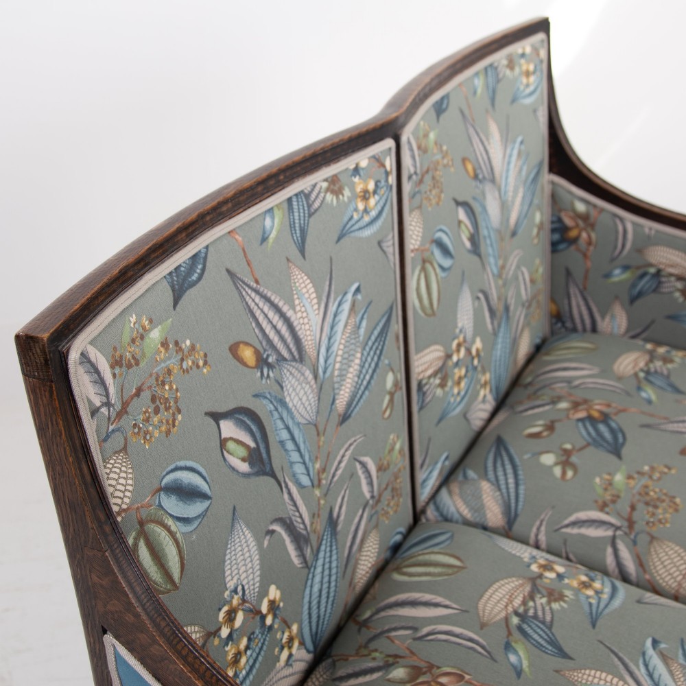 Oak Bobbin Framed 2 Seater Sofa 1900s View XIII