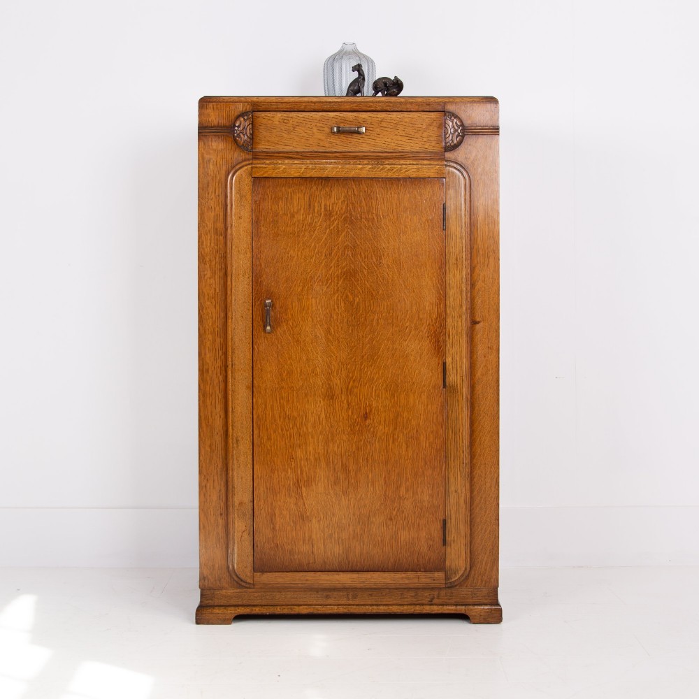 Art Deco Oak “Bachelors” Wardrobe With Drawer 1930s