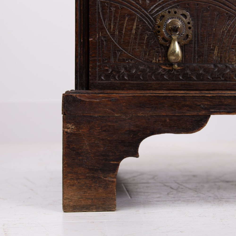 Highly Decorative Victorian 4 Drawer Oak Bureau 1890 View XIV