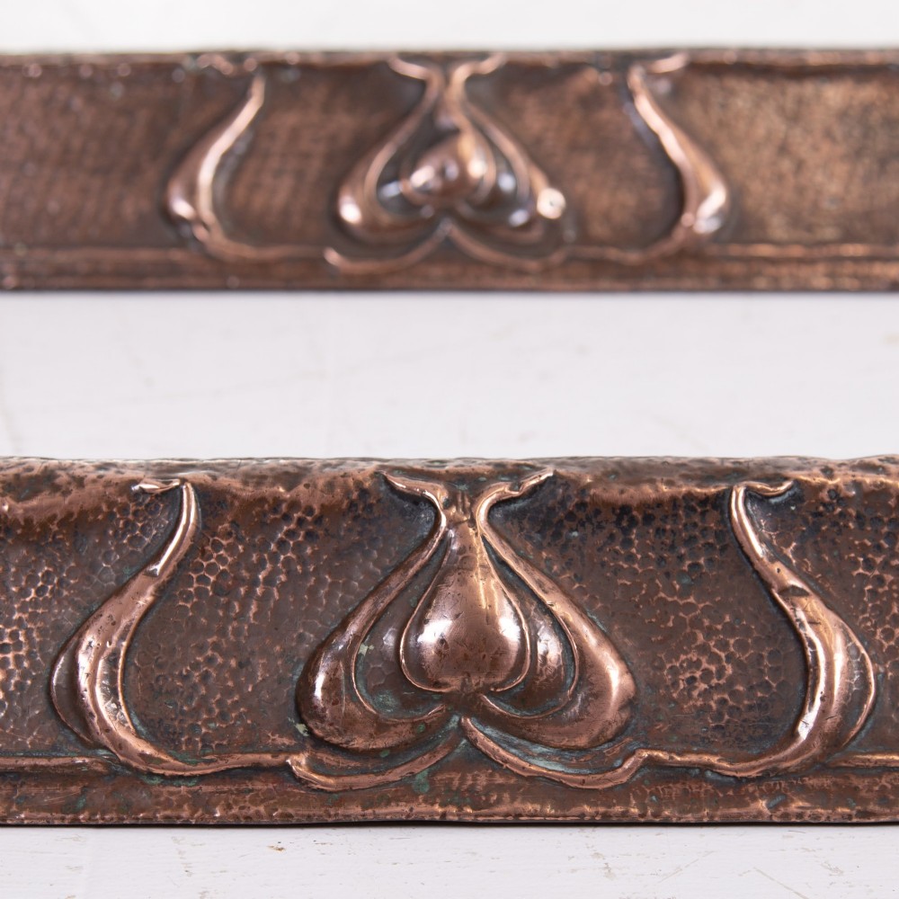 Pair of Arts and Crafts Hammered Copper Fire Fenders 1900s View II