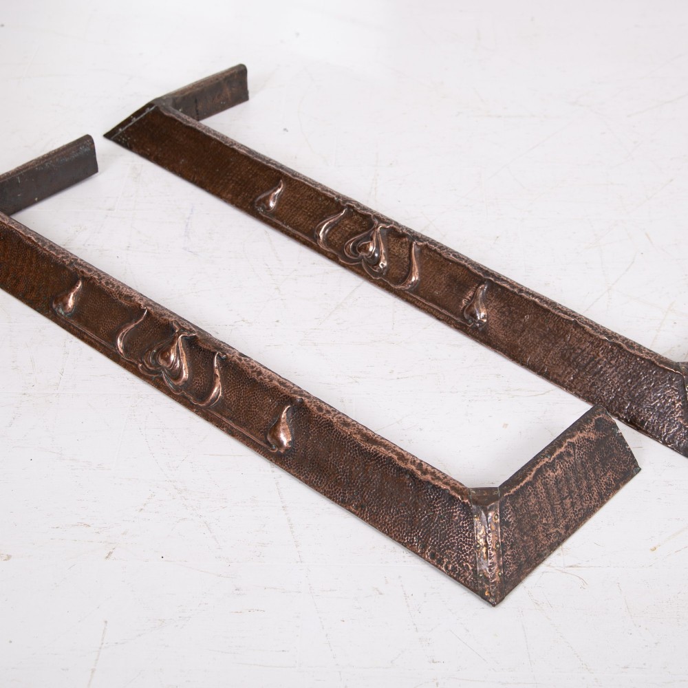 Pair of Arts and Crafts Hammered Copper Fire Fenders 1900s View X