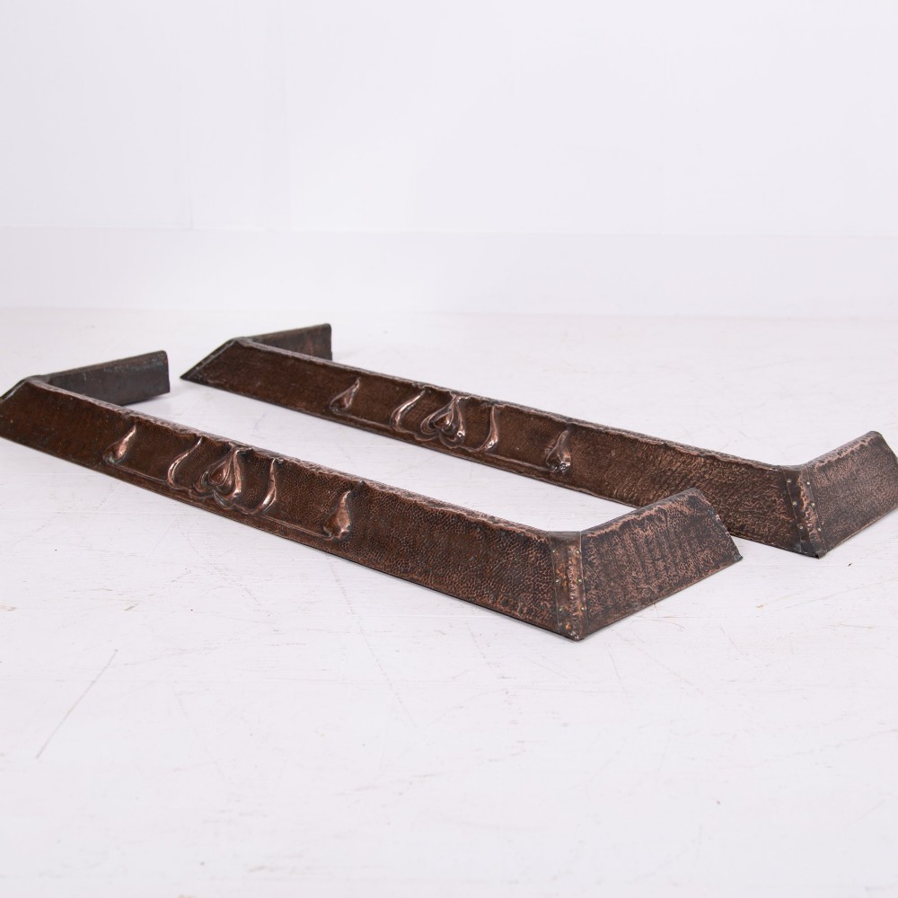 Pair of Arts and Crafts Hammered Copper Fire Fenders 1900s View XII