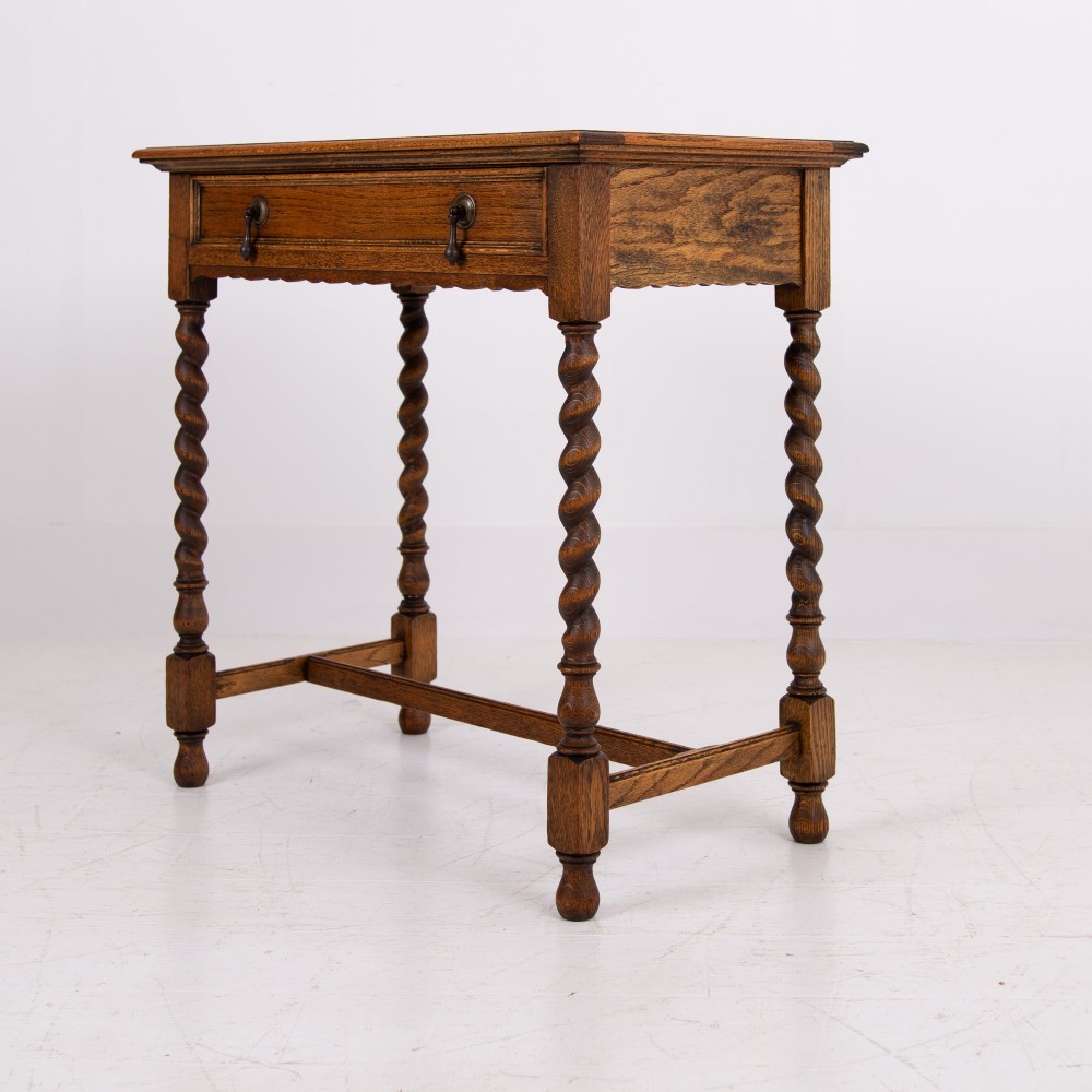 English Oak Desk Side Table 1910