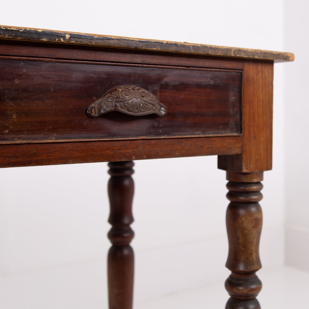 Antique Mid 19th Century 2 Drawer Desk Table 1850 View V