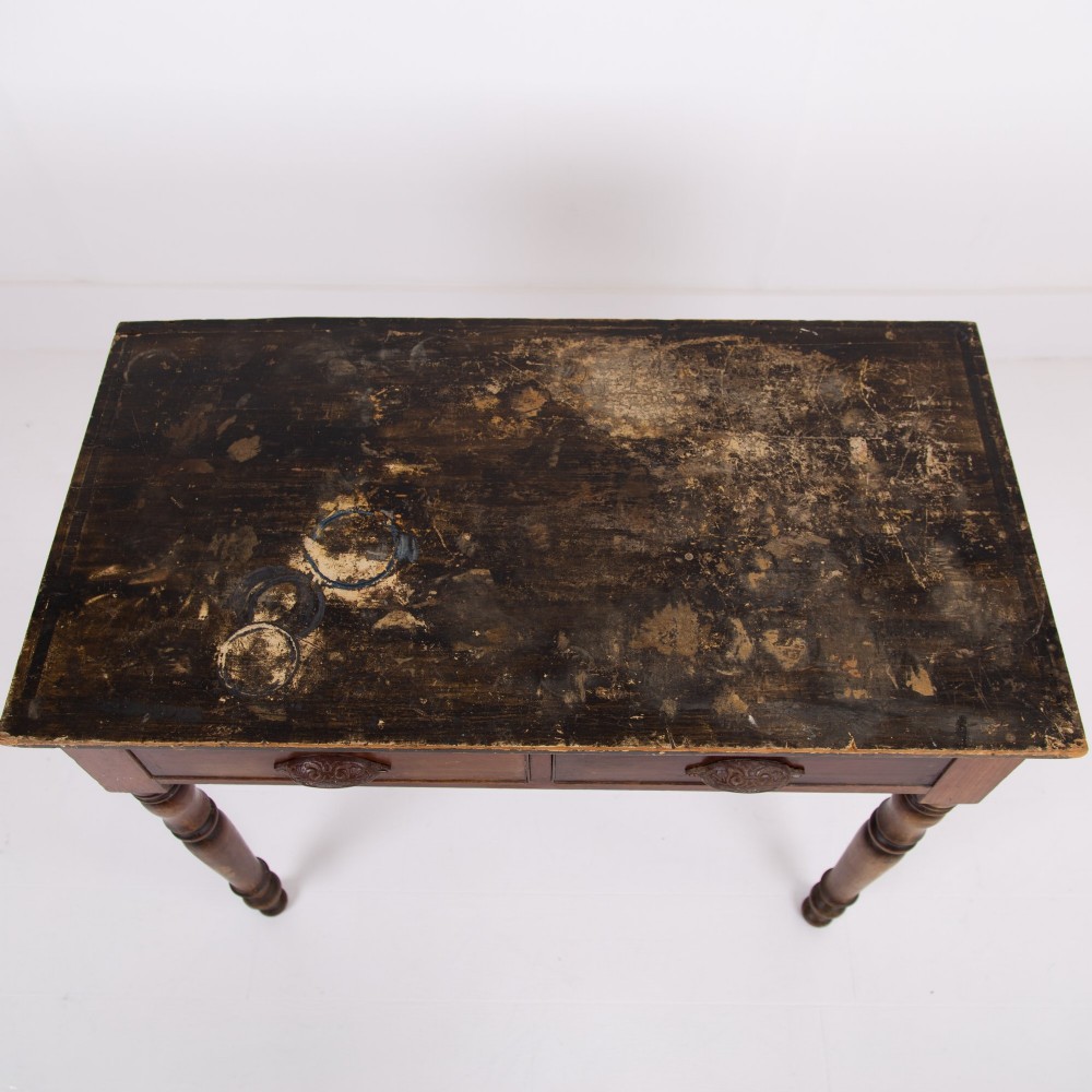 Antique Mid 19th Century 2 Drawer Desk Table 1850 View VIII
