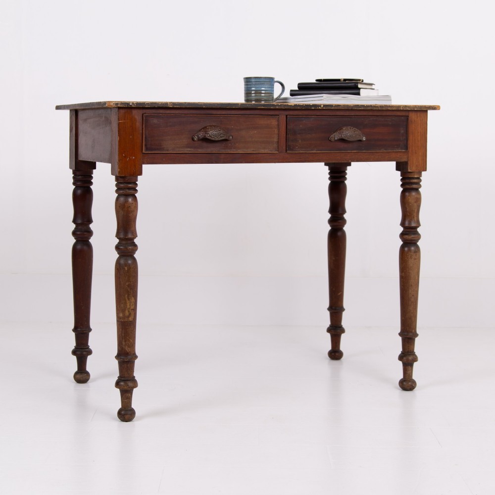 Antique Mid 19th Century 2 Drawer Desk Table 1850 View XI