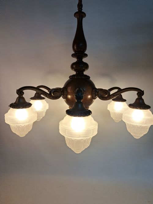 HEAVY BRONZE BAROQUE PALLADIAN CHANDELIER - ADDITIONAL PHOTO 1