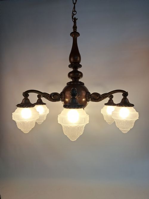 HEAVY BRONZE BAROQUE PALLADIAN CHANDELIER - ADDITIONAL PHOTO 2