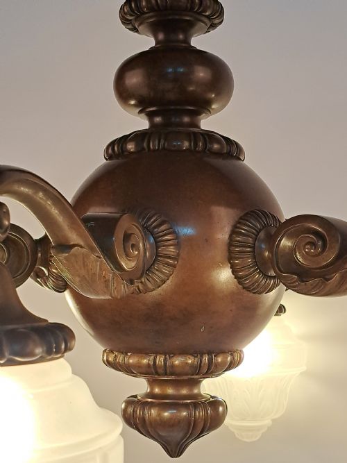 HEAVY BRONZE BAROQUE PALLADIAN CHANDELIER - ADDITIONAL PHOTO 5