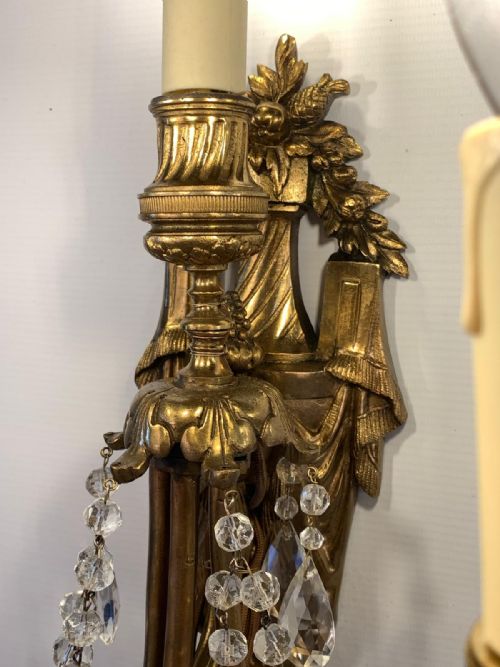 PAIR OF GOLD BRONZE ORMOLU WALL LIGHTS - ADDITIONAL PHOTO 7