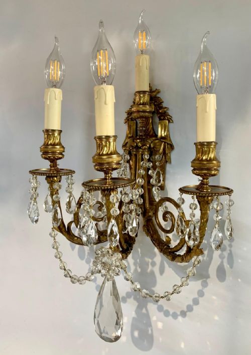 PAIR OF GOLD BRONZE ORMOLU WALL LIGHTS - ADDITIONAL PHOTO 12