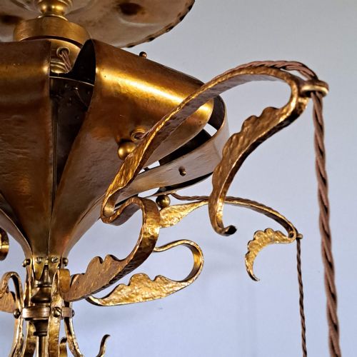 ARTS AND CRAFTS BEATEN COPPER GILDED LAMP - ADDITIONAL PHOTO 2