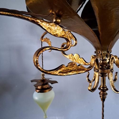 ARTS AND CRAFTS BEATEN COPPER GILDED LAMP - ADDITIONAL PHOTO 6