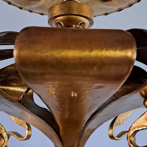ARTS AND CRAFTS BEATEN COPPER GILDED LAMP - ADDITIONAL PHOTO 9