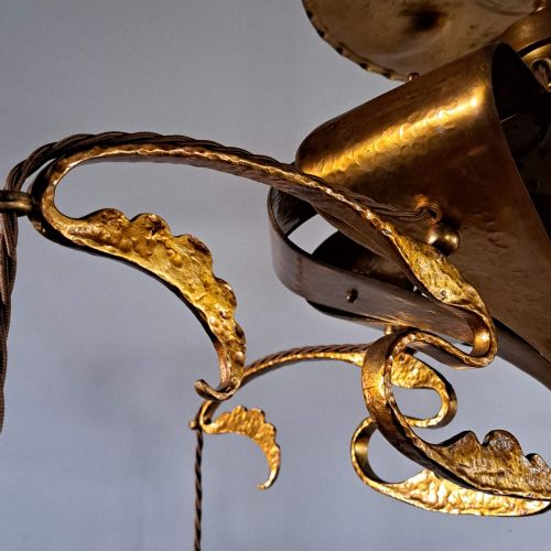 ARTS AND CRAFTS BEATEN COPPER GILDED LAMP - ADDITIONAL PHOTO 11